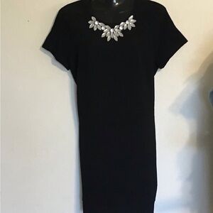 Fashion Union Black and Silver Embellished Mini Sheath Dress. Size S